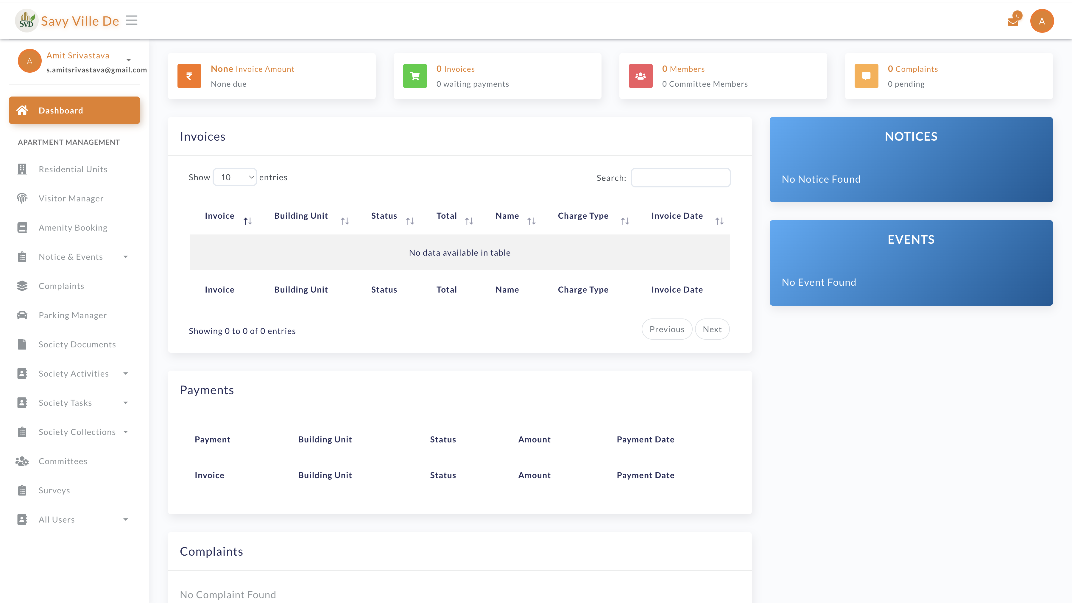 Society ERP Dashboard